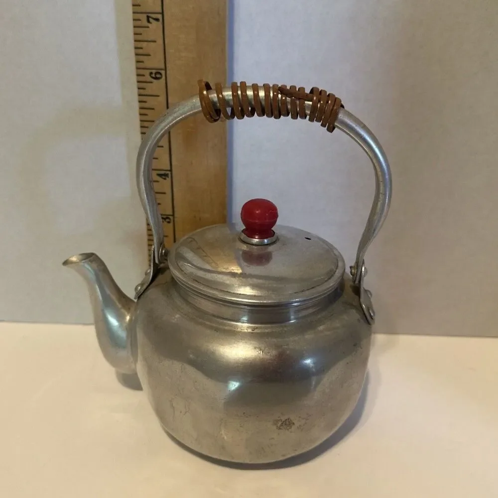 Vintage Small Aluminum Teapot Made in Japan Knob on Lid